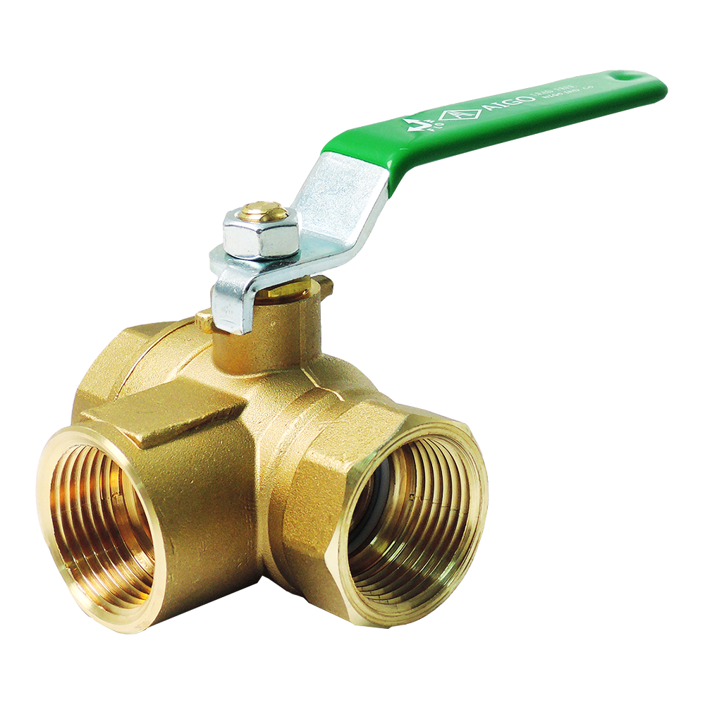 Forged Brass Ball Valve, 3-Way, Female, L-Port, Lead Free Available