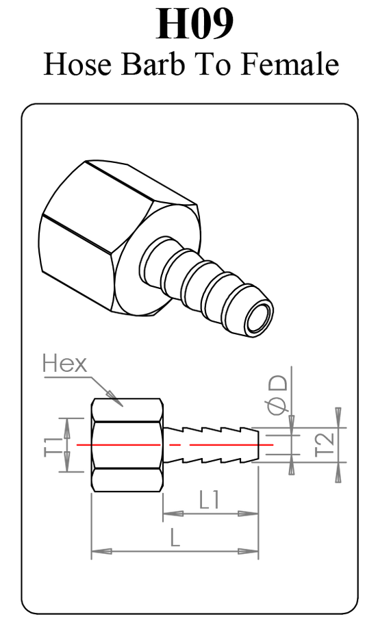 Brass Hose Barb Fitting, Connector, Female x Hose Barb