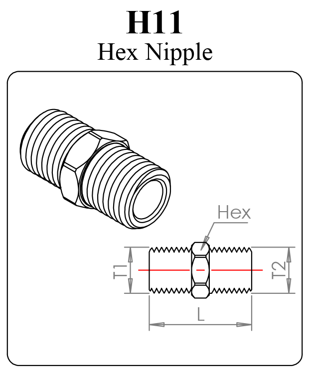 Brass Pipe Fitting, Hex Nipple, Male x Male