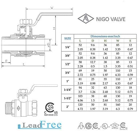 Forged Brass Ball Valve, Lead Free, Female x Male