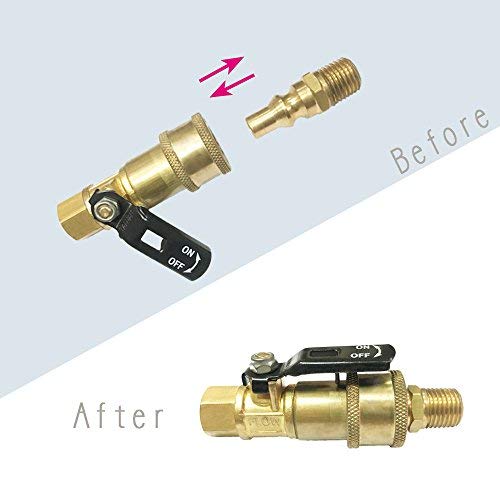 Propane/Nature Gas 1/4" Quick Connect Kit, Shut-Off Valve & Full Flow Plug, 1/4" Quick Disconnect Kit (100% Solid Brass)