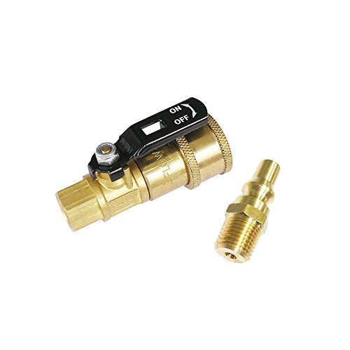 Propane/Nature Gas 1/4" Quick Connect Kit, Shut-Off Valve & Full Flow Plug, 1/4" Quick Disconnect Kit (100% Solid Brass)