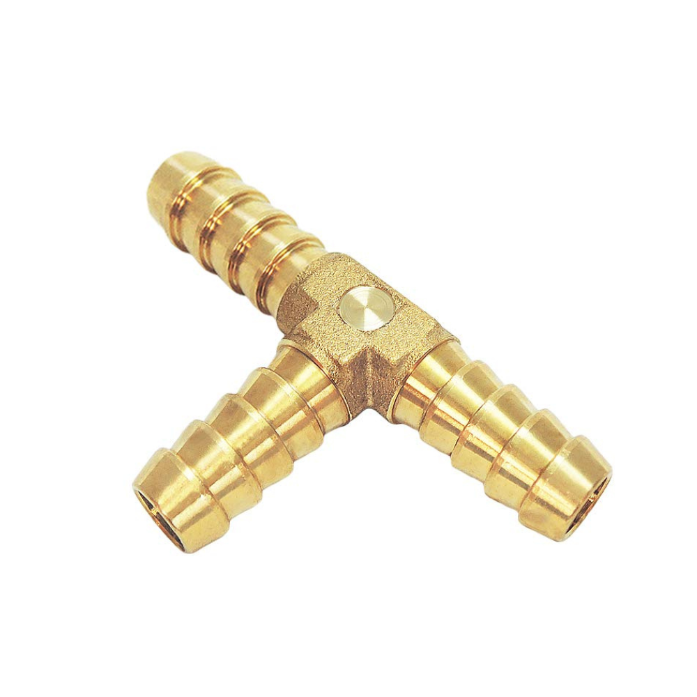 Forged Brass Hose Barb Fitting, 3-Way Tee